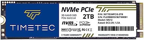 Timetec 512 GB NVMe PCIe Gen3 M.2 2280 SSD – Unmatched Speed and Reliability for Gamers and Creators – Experience Blazing Read Speeds of Up to 2,000 MB/s and Write Speeds of 1,600 MB/s – Perfect Upgrade for Enhanced Performance and Seamless Multitasking in PCs and Laptops – Elevate Your Data Storage with Advanced 3 D NAND Technology for Lasting Durability and Lightning-Fast Transfers – Compact M.2 2280 Form Factor Designed for Effortless Installation and Maximum Compatibility – Transform Your Workflow and Gaming Experience with a High-Performance Solid State Drive That Redefines Speed and Efficiency.