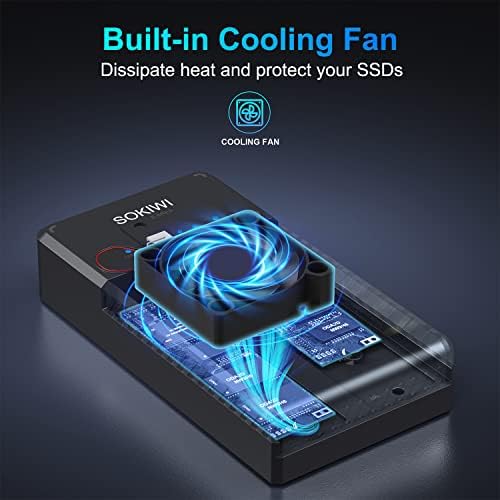 Sokiwi Tool-Free M.2 NVMe SATA SSD Enclosure Adapter – High-Speed USB 3.2 Gen2 10 Gbps External Drive Converter for M-Key/B+M Key SSDs – Compact and Durable Solution for Data Transfer, Backup, and Storage Expansion – Supports UASP & TRIM for Optimal Performance