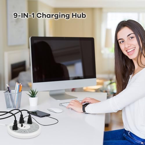 Maximize Your Charging Potential with the Ultra-Slim Cord Power Strip – 6-Outlet Surge Protector Featuring 3 Fast USB Ports for Ultimate Desk and Office Efficiency – Compact Design for Easy Mobility and Enhanced Device Compatibility – Safeguard Your Electronics with Superior Surge Protection
