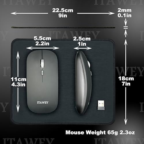 Ultimate Wireless Mouse & Pad Set – Quiet Rechargeable Bluetooth 5.2 & USB 2.4 G Dual Connectivity, 1600 DPI Precision, Compact Design for Laptops & Tablets – Enhance Your Workspace with Seamless Navigation and Productivity