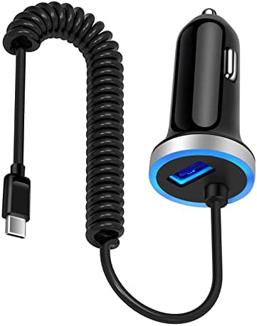 Ultra-Fast Google Pixel Car Charger with 3 FT Built-in USB-C Cable – Dual Port Adapter for Google Pixel 9 Series, Galaxy S25 Ultra & More | Convenient Charging Solution for On-the-Go Power Needs | Compact & Durable Design for Everyday Use