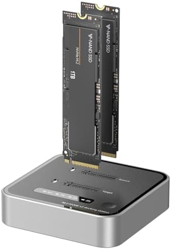 Mili Pow Dual-Bay M.2 NVMe SSD Enclosure – High-Speed 20 Gbps SSD Reader & Offline Cloner for Effortless Data Duplication – Tool-Free Setup Supports Up to 8 TB – Versatile Compatibility with Windows, mac OS & Linux – Ideal for Professionals and Tech Enthusiasts
