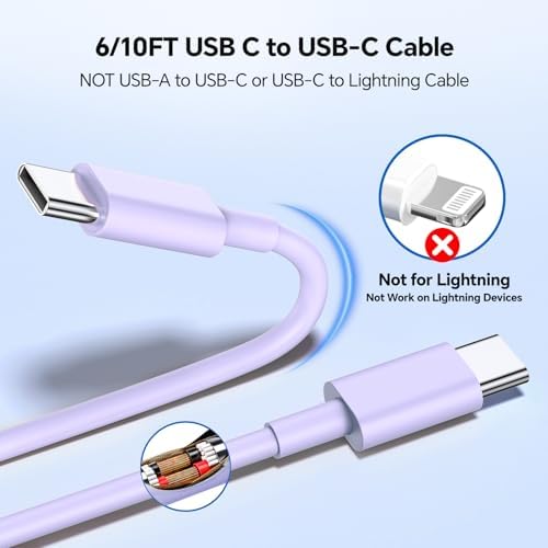 Lightning-Fast 20 W USB-C Wall Charger & 10 FT Cable for i Phone 15/16/Plus/Pro Max – Sleek Pink-Blue Power Adapter for Ultimate Charging Performance and Versatile Use