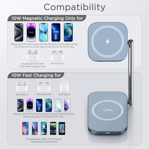 Elevate Your Charging Game with the Premium 2-in-1 Mag Safe Charger Stand – Swift 20 W Wireless Power Solution for i Phone 15/14/13/12 & Air Pods 3/Pro/2 – Robust Zinc Alloy Design with Foldable Portability for Effortless Device Alignment – Perfect for Organized, Tangle-Free Charging Spaces