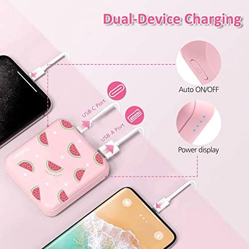 Yoobao 10,000 m Ah Cute Cake Portable Charger – PD 20 W USB-C Power Bank for Fast Charging i Phone 14/13, i Pad, Android & Samsung – Stylish Mini Battery Pack for Girls & Kids Travel – Ultimate Compatibility & Performance