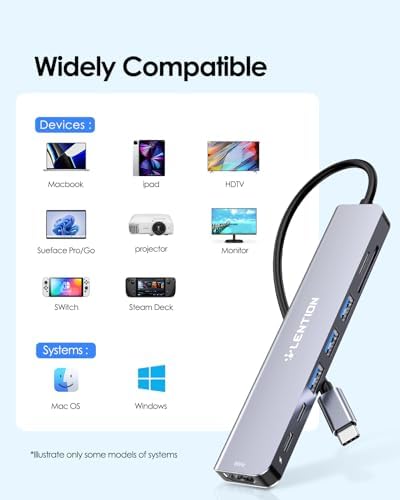LENTION Rose Gold 8-in-1 USB-C Hub: Ultimate Connectivity for Mac Book Pro & Surface with 4 K HDMI, 100 W Power Delivery, and 5 Gbps Data Transfer – Perfect Accessory for Busy Professionals Seeking Efficiency and Style