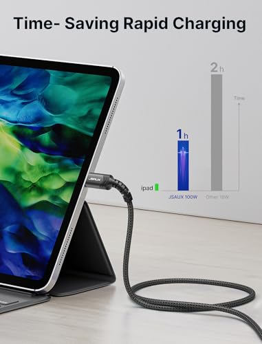 JSAUX Versatile 3-Pack USB C to USB C Cable Set – 100 W Fast Charging (10 ft, 6.6 ft, 3.3 ft) for Nintendo Switch, i Phone 16/15 Pro Max, Samsung Galaxy S25/S24, i Pad Pro – Durable, High-Speed Type C Charger Cables in Sleek Black Design for Ultimate Compatibility and Convenience