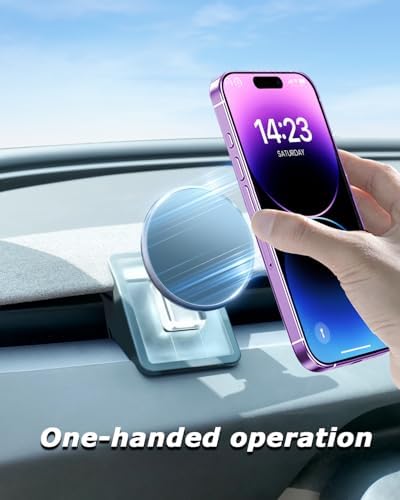 Tesla Model 3 & Y 2025 Premium Phone Mount with 15 W Mag Safe Wireless Charger – Effortless Installation for i Phone 12-16 Series – Enhance Driving Safety & Convenience with This Essential Tesla Accessory