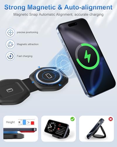 Ultimate 3-in-1 Magnetic Wireless Charging Station for Apple Devices – Foldable Travel Charger for i Phone 16/15/14/13/12 Pro Max, Apple Watch & Air Pods – Fast, Efficient, and Stylish Power Solution for On-the-Go Charging