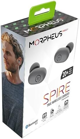 Morpheus 360 Spire True Wireless Earbuds – Premium Bluetooth 5.2 Connectivity, Immersive Hi-Fi Sound, Effortless Touch Control, Durable Waterproof Design with Chic Charging Case – Unleash Your Audio Adventure in Sleek Black