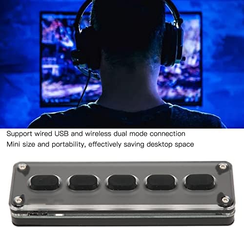 ASHATA 5-Key Programmable Keypad – Dual Mode USB Wired & Bluetooth Mini Keyboard for Office, Gaming & Industrial Use – Customizable Silent Silicone Keys for Ultimate Efficiency in Music Control & Task Management (White)
