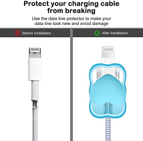 Charming Kawaii Waves DIY Cable Protector for i Phone Chargers – 3 D Love Heart Design, Durable Data Cable Saver for i Phone 11, 12, 13, 14, Pro Max, XS, XR, X, 7, 8 Plus – Lightweight & Easy to Install for Enhanced Charging Experience – Perfect i Phone Charger Accessory to Prevent Fraying and Damage