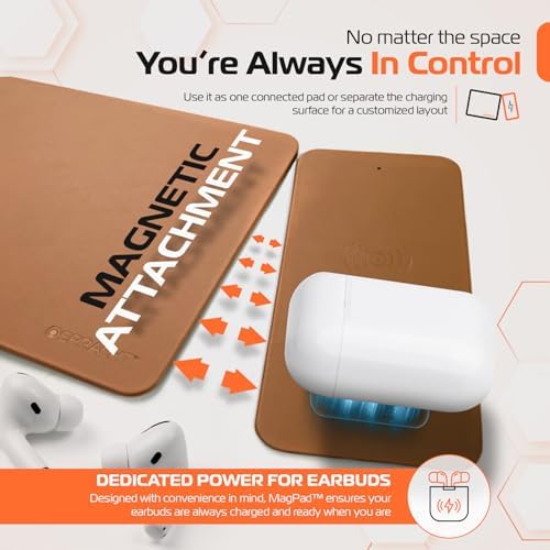 Magnetic Wireless Charging Mouse Pad by Spracht – 15 W Dual Charging for Smartphones & Earbuds – Premium Smooth Tracking Surface – Quick Qualcomm QC3 Technology – Perfect Magnetic Alignment for Optimal Charging – Sleek Workspace Design to Enhance Productivity and Minimize Clutter