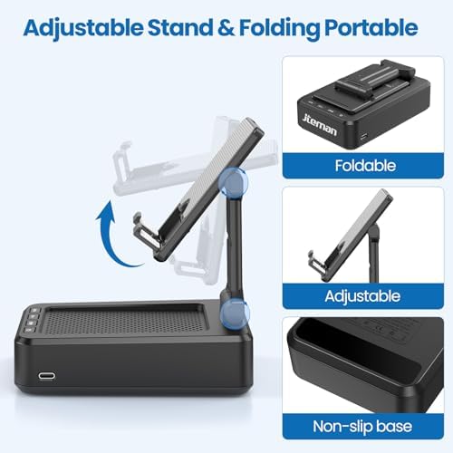 Transform Your Multimedia Experience with the JTEMAN Adjustable Tablet Stand Featuring Bluetooth Speakers – Versatile Kitchen Gadget and Perfect Gift for Him or Her – Wireless Charging Station for Phones and Tablets, Enhanced Compatibility for All Devices