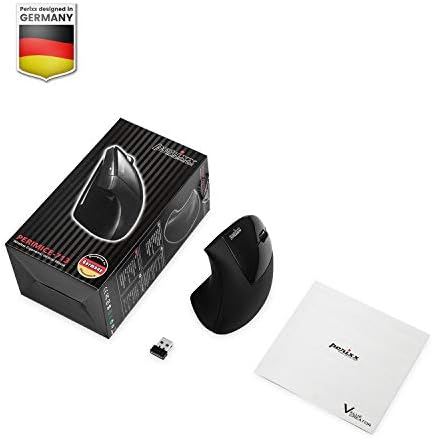 Ergonomic Perixx PERIMICE-713 Wireless Vertical Mouse for Right-Handed Users – 6 Customizable Buttons, Adjustable 3-Level DPI, Sleek Black Design, Unmatched Comfort for Long Hours of Work or Gaming