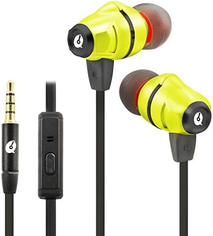 High-Resolution Dual Driver Hybrid Earphones with Mic – Superior In-Ear Sound Experience for Smartphones, PCs & Tablets – Tangle-Free Flat Noodle Cable – Lightweight Comfort & Dynamic Bass – Premium Audio Quality in Vibrant Yellow