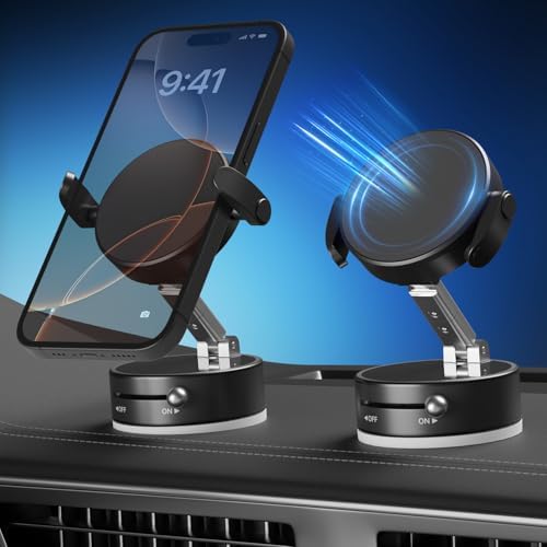 Revolutionary 360° Magnetic Vacuum Phone Holder – All-Surface Universal Smartphone Mount for Car, Gym, and Home Use – Advanced Clamping Technology for Unmatched Stability – Effortless Hands-Free Operation with Compact, Foldable Design – Ideal for Seamless Navigation and Accessibility – Elegant White Finish for Modern Aesthetics
