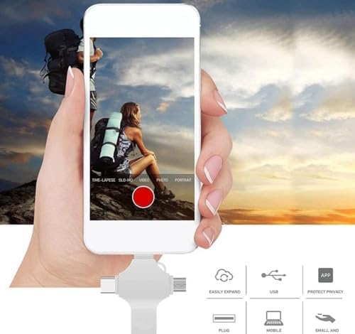 High-Speed 64 GB USB Flash Drive Photo Stick – Versatile 4-in-1 USB 3.0 Memory Stick for i Phone, i Pad, Android, and Computers – Effortless Data Transfer and Storage Solution for Photos, Videos, and Documents – Compact, Durable Design for On-the-Go Convenience