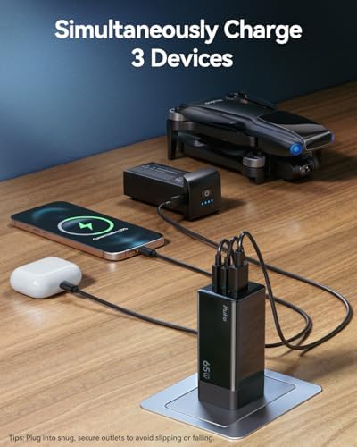 Ruko PD65 W Ga N Fast Charger – Ultra-Compact 3-Port USB-C Wall Adapter for Rapid Charging of i Phone 16/15, Mac Book Pro/Air, Galaxy S24, Pixel & More – Travel-Ready Foldable Design with Universal Compatibility for All Devices, Enhanced Efficiency for On-the-Go Power Needs