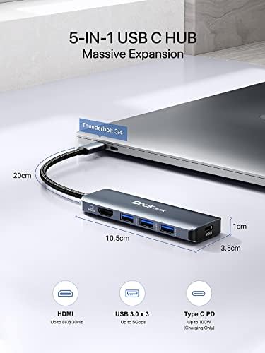 Elevate Your Connectivity: Dockteck 7-in-1 USB C Hub with 4 K 60 Hz HDMI, Lightning-Fast Ethernet, and Advanced Power Delivery – Perfect for Mac Book Air/Pro M1 2020, i Pad Pro 2021, and i Pad mini 6 for Seamless Multitasking and Superior Performance