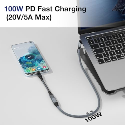 Effortlessly Enhance Your Connectivity with Use Bean 0.6 FT Right Angle USB C Extension Cable 2-Pack – 90-Degree Gen2 20 Gbps Fast Data Transfer for i Phone 16/15, Mac Book, i Pad Pro/Air, Galaxy S25/S24 – Perfect for Tight Spaces and Seamless Charging Solutions