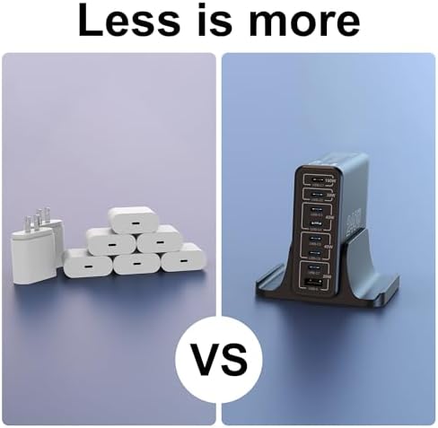 URVNS 240 W USB-C Multiport Charger: Compact 8-Port Fast Charging Station with Ga N Technology for Laptops, i Phones, and More – Universal Compatibility and Enhanced Power Delivery for On-the-Go Users