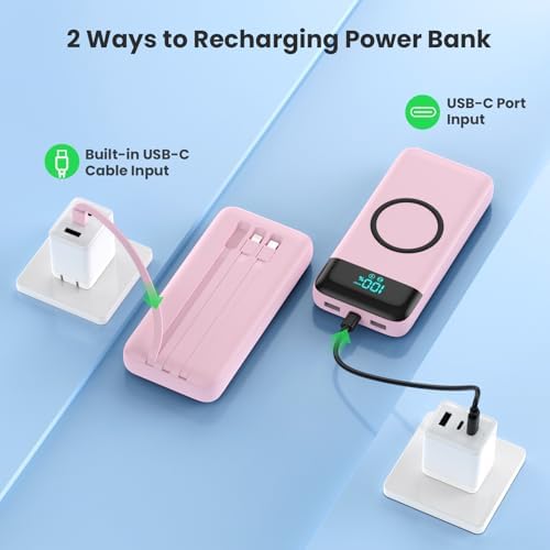 Ultimate 40800 m Ah Multi-Device Wireless Power Bank with Integrated Cables – 15 W Fast Charging Hub for i Phone 16/15/14/13/12 and Samsung Galaxy Series – Exceptional Portability, PD QC 4.0 Technology, LCD Indicator, Lightweight Design for Effortless On-the-Go Power Solutions – Unrivaled Compatibility and Safety Assurance