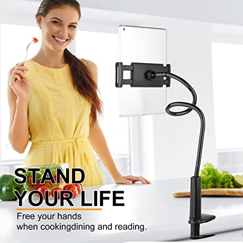 ZUYEE Gooseneck Tablet Mount Holder – 30-Inch Adjustable Arm for 4-10.5″ Devices | Perfect i Pad Clamp Stand for Hands-Free Viewing on Beds, Desks & Couches | Lightweight, Sturdy Design for Kindle, Galaxy Tabs & Smartphones | Effortless Setup for Ultimate Comfort