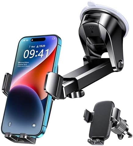 Qifutan Universal Car Phone Holder – Secure Dashboard Mount for All Smartphone Models with 360-Degree Rotation and Strong Adhesive Base – Enhance Driving Safety and Hands-Free Convenience