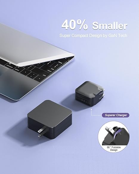 Ultimate 65 W USB-C Laptop Charger for Samsung Galaxy Book Pro, Chromebook, Flex Alpha & More – Compact Ga N Fast Charger with 7.5 FT Cable, Enhanced Safety Features, and Universal Compatibility for All Your Devices – 30-Day Satisfaction Guarantee & 24-Month Warranty