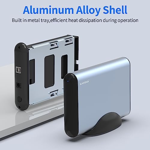 GODO USB 3.0 Vertical Hard Drive Enclosure for 3.5 Inch SATA HDD/SSD – Premium Aluminum Dock with UASP Technology, Supports Up to 18 TB Storage, Space-Saving Design, Power Adapter Included for Enhanced Performance and Compatibility