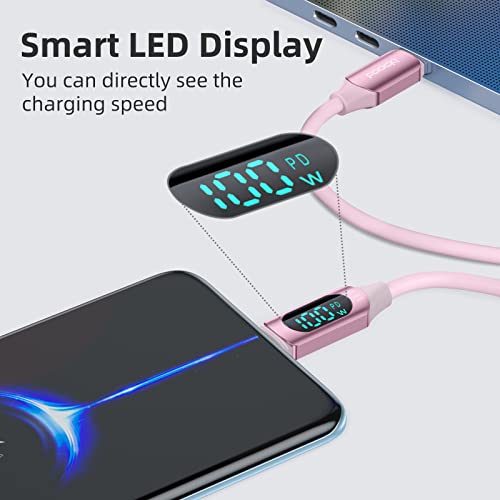 Ultra-Fast 100 W USB C to USB C Cable 2-Pack – 6.6 FT Silicone Charging Cables with LED Display for Samsung Galaxy Z Flip5, Fold5, Flip4, Fold4 – High-Speed 5 A Power Delivery, Enhanced Durability, and Compatibility for All Your Devices
