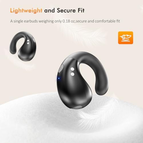 Open Ear Bluetooth 5.3 Sport Earphones – Waterproof Wireless Earbuds with Clip-On Design for Optimal Comfort and 36-Hour Playtime – Built-in Mic for Effortless Hands-Free Calls – Perfect for Running, Fitness, and Outdoor Activities – Black – Elevate Your Audio Experience with Enhanced Awareness