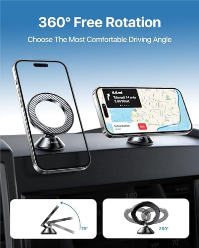 Revolutionize Your Drive with the Andobil Mag Safe Car Mount – Superior Magnetic Grip, Tool-Free Installation | All-Metal 360° Air Vent Holder for i Phone 16/15 & Samsung Galaxy S25, Effortless Navigation & Enhanced Safety on the Go