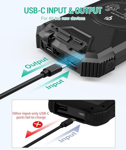 Ultimate BLAVOR Solar Charger Power Bank – 10,000 m Ah Portable Wireless Battery Pack with 20 W Fast Charging, USB-C Compatibility, Solar Panel for Sustainable Energy, and Dual Flashlight for Outdoor Adventures – Essential Gear for Campers and Hikers