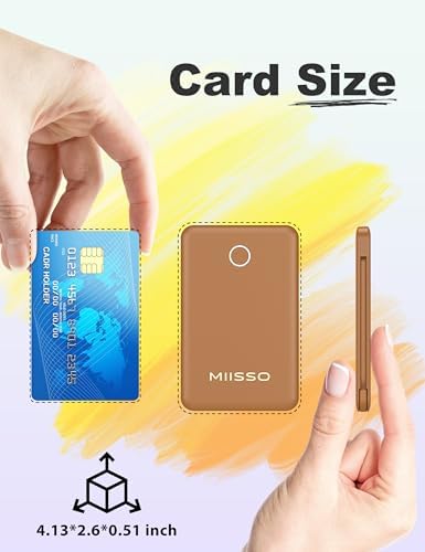 Ultra Slim 6000 m Ah Power Bank with Built-In USB C Cords – Card-Sized Portable Charger for Effortless On-the-Go Charging, Triple Output for i Phone, Samsung, Google Devices – Stylish and Compact Battery Pack for Enhanced Efficiency and Versatility