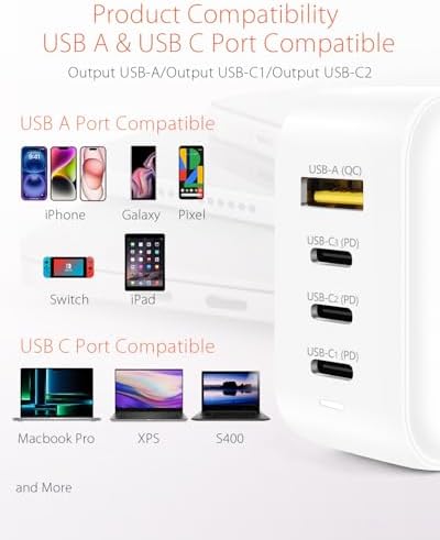 Power Up Anywhere: 100 W Ga N USB-C Wall Charger with 4 Ports for Fast Charging – Compact and Portable Travel Adapter for i Phone 16 Series, Tablets & Mac Book Laptops – Enhanced Efficiency and Safety Technology