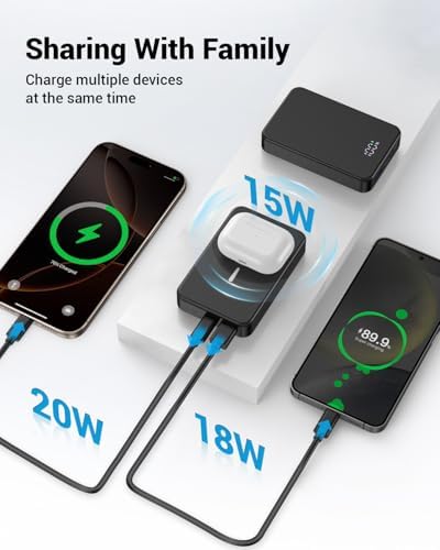26800 m Ah Magnetic Power Bank – Premium Aluminum Alloy Portable Charger with 20 W USB-C Fast Charging for i Phone 12-16 Series, Sleek Silvery Gray, Effortless Wireless Charging for On-the-Go Power Solutions