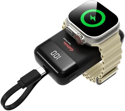 Compact 3000 m Ah Wireless Magnetic Charger for Apple Watch & i Phone – Fast Charging Power Bank with Built-in USB-C Cable, Perfect Travel Gift for SE/Ultra/1-9 Series & i Phone 15/16, Sleek White Design for Effortless Power On-the-Go
