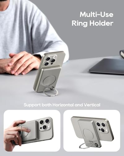 Kuulaa 10000 m Ah Magnetic Power Bank with LED Display – PD 20 W Fast Charging, Ultra-Slim Portable Charger for i Phone 16/15/14/13/12 – Mag Safe Wireless Battery Pack with Built-in Stand for Enhanced Mobility and Convenience