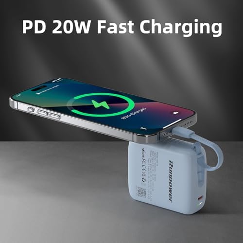 Ultra-Compact 22.5 W Power Bank with Built-in Cable – 10,000 m Ah Mini Battery Pack for i Phone, i Pad & Android Devices – Travel-Friendly Velvet Pouch Included – High-Speed Charging with Smart Safety Features – Lightweight & Versatile for On-the-Go Power Solutions