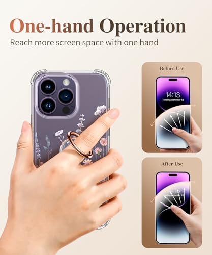 GVIEWIN Stylish Marble Phone Ring Holder with 360° Rotation for Ultimate Grip and Kickstand Functionality – Compatible with i Phone 16 Pro Max, 15 Plus, 14, 13, 12 Series & Galaxy S25/S24 Ultra – Elegant Flowing Sakura Design for Enhanced Safety and Usability