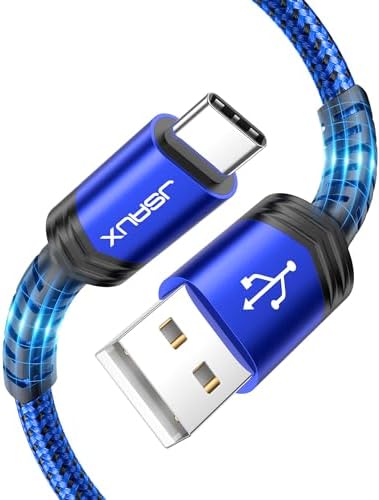 JSAUX 10 ft USB C Cable 2-Pack – High-Speed Charging & Data Transfer for i Phone 16 Series, Samsung Galaxy S20/S10/S9 & Note 20 – Durable Nylon Braided Design for Ultimate Reliability – Perfect for Home, Office & On-the-Go Use – Enhanced Compatibility with USB 3.1 Technology – Sleek Black Finish for Professional Aesthetics