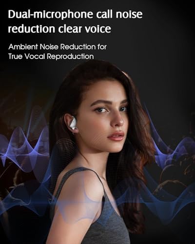 Ultimate Open Ear Bluetooth 5.3 Sports Earbuds with 48-Hour Playtime – Exceptional Hi-Fi Stereo Sound, Secure Earhooks for Active Use, LED Battery Life Display, Advanced ENC Noise Cancellation, Sweat-Resistant for Maximum Longevity, Compatible with All Devices for Uninterrupted Enjoyment