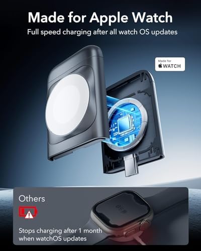 ESR Qi2 All-in-One 3-in-1 Charging Station for Apple Devices – Fast 15 W Mag Safe Charger, Certified Apple Watch & Air Pods Power Hub, Ideal Travel Companion for i Phone 16/15/14/13/12 Series, Sleek Black Design with Travel Bag Included – Maximizing Efficiency and Style