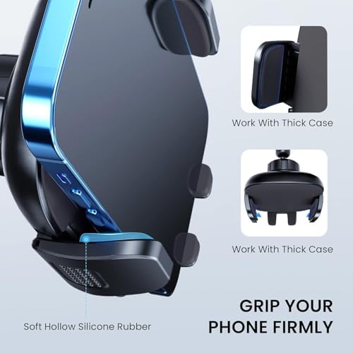 Qifutan Premium Anti-Shake Car Phone Holder with Long Arm Design – Universal Dashboard & Windshield Mount for All Smartphones, Enhanced Stability & Safety for Hands-Free Driving, Black