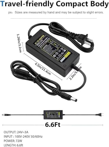 Universal 24 V DC Power Supply Adapter – 3 A AC to DC Converter for Versatile Applications Including LED Strips, CCTV, Printers, and Monitors – Global Voltage Capability with Secure 5.5 mm x 2.5 mm/2.1 mm Connectors – Optimized for 5050 & 3528 LED Efficiency – Advanced Voltage Regulation for Superior Device Performance and Longevity