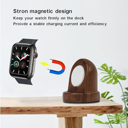 Sapele Wood Magnetic Charging Dock for Apple Watch – Elegant Fast-Charging Stand for Series 1-10, SE, and Ultra Models – Stylish and Portable Smartwatch Accessory for Home & Travel – Unique Durability and Chic Aesthetic Combined