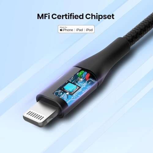Experience Unmatched Charging Efficiency with the 4 Ft USB C to Lightning Cable – Apple MFi Certified – 2-Pack Fast Charging Braided Cables for i Phone 14, 13, 12, 11, XS, XR, 8 – Durable Woven Design in Sleek Black – Perfect for Home, Travel, and Car Play – Enhanced Durability and Rapid Power Delivery
