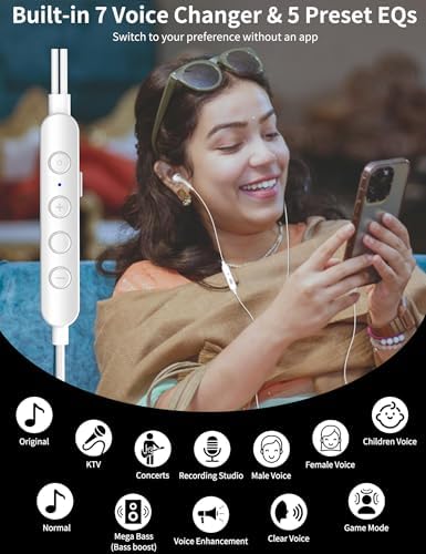Elevate Your Audio Experience with APETOO USB-C Earbuds: Advanced Noise-Cancellation Technology, High-Fidelity Stereo Sound, 5 Customizable EQ Settings & 7 Voice Modulation Features – Perfect for Gaming, Music Listening, and Professional Recording – Ergonomically Designed in Sleek White for Ultimate Comfort and Enhanced USB-C Compatibility
